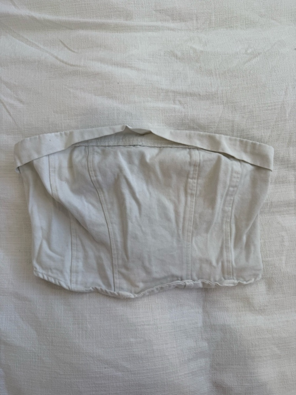 White Strapless Cotton Corset Tank Top